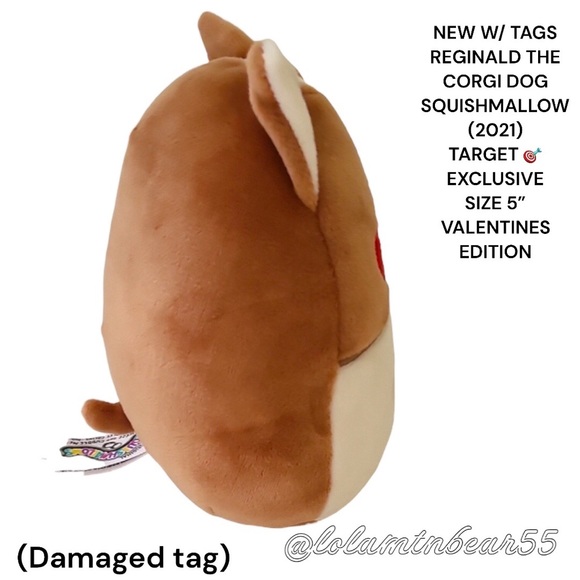 NWT OG REGINALD THE CORGI SQUISHMALLOW TARGET EXCLUSIVE VALENTINE DAY EDITION 5” - Picture 5 of 8